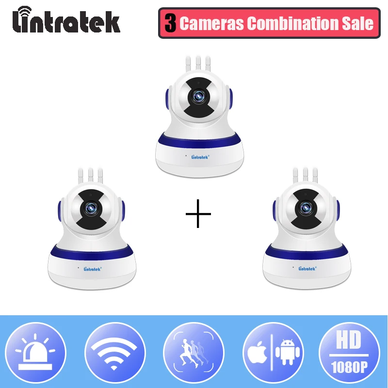

Lintratek HD 1080P IP Camera Wifi Mini CCTV Video Surveillance Cloud Storage Camera 3 in 1 Pack Home Security Wireless Ipcam#48