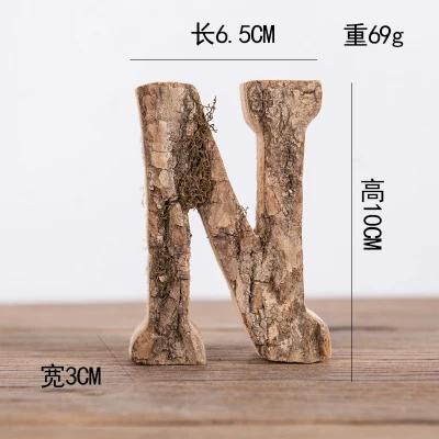 Вместе с корой твердой древесины Ретро Деревянный Английский алфавит номер для кафетерий бар украшение дома Винтаж DIY буквы - Цвет: N