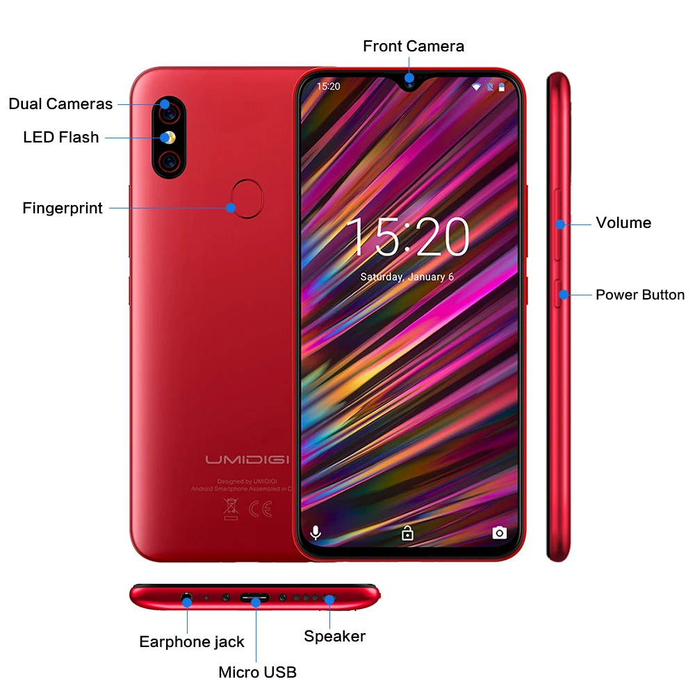 UMIDIGI F1 Play 6 3 дюйма Android 9 0 4G смартфон Helio P60 Восьмиядерный 2 ГГц Гб RAM 64 ROM датчик