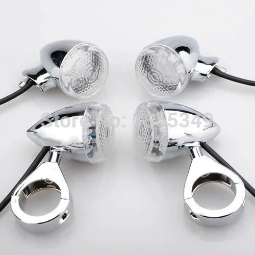 

39mm Chrome 12V LED Turn Signal Fog Light Relocation Fork Clamp For Harley Davidson Chopper Sportster Dyna Softail