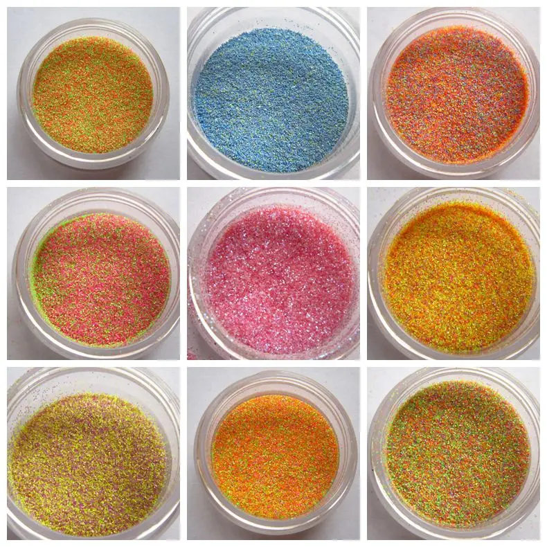 

Beautiful Colorful 008 fine neon glitter paillette mix for nail art 5 grams each 9 color