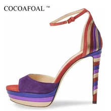COCOAFOAL/женские фиолетовые босоножки на высоком каблуке; большие размеры 33-43; свадебные босоножки на высоком каблуке; черные пикантные летние фиолетовые туфли-лодочки с открытым носком