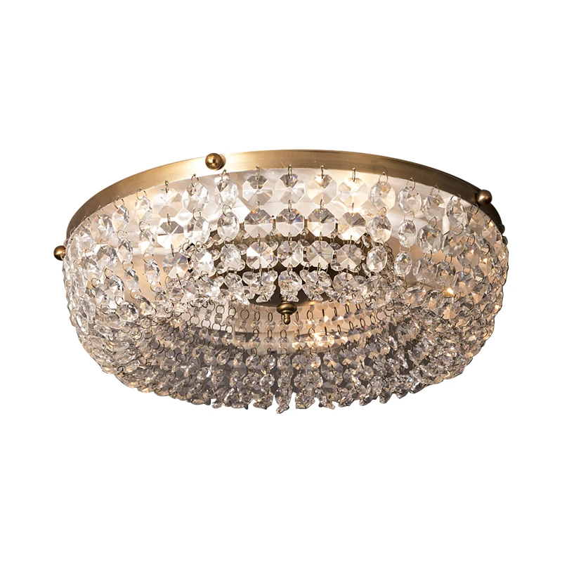 Us 425 99 Led Baroque Brass Crystal Vintage Style Copper Material Clear Crystal Glass Ceiling Lamp Round Free Shipping In Ceiling Lights From Lights