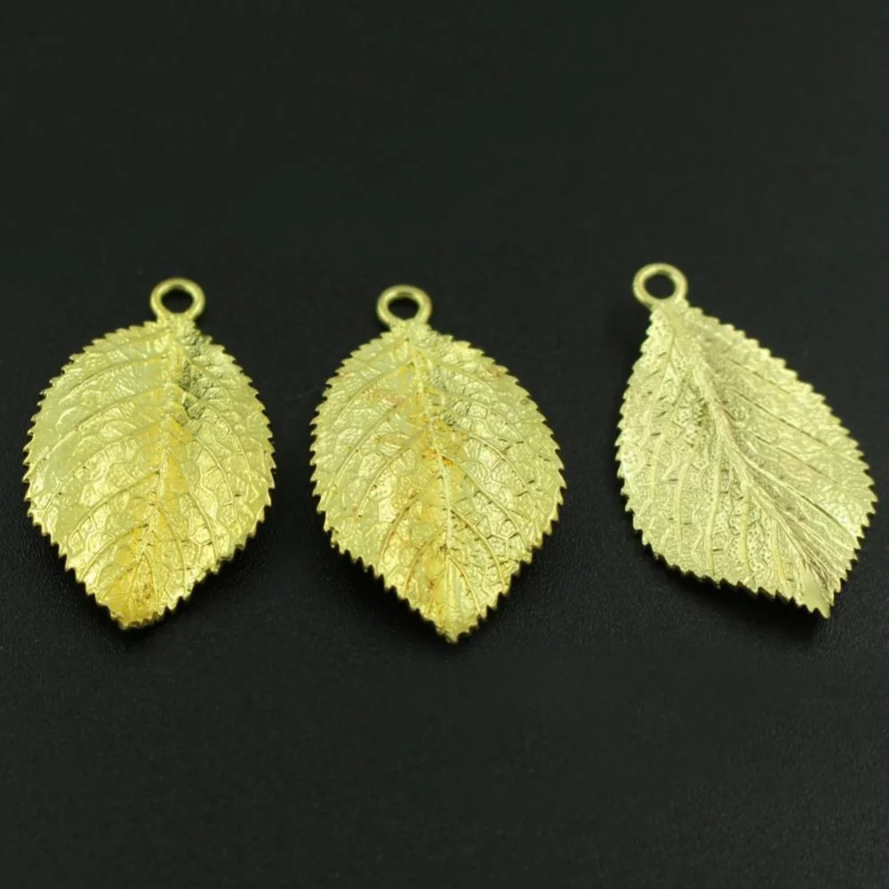 34*20mm Leaf Charms Pendants Brass Metal Findings DIY Jewelry Making