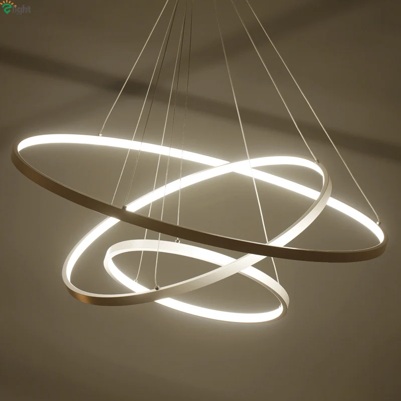 Современные DIY Алюминиевые кольца Led подвесные люстры свет блеск акриловые