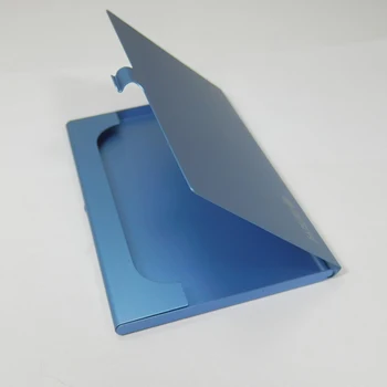 

25x Personalized Business Card Holder Case Blue / Silver Metal Aluminum Business Card Storage Box Customized Logo Free Engraving