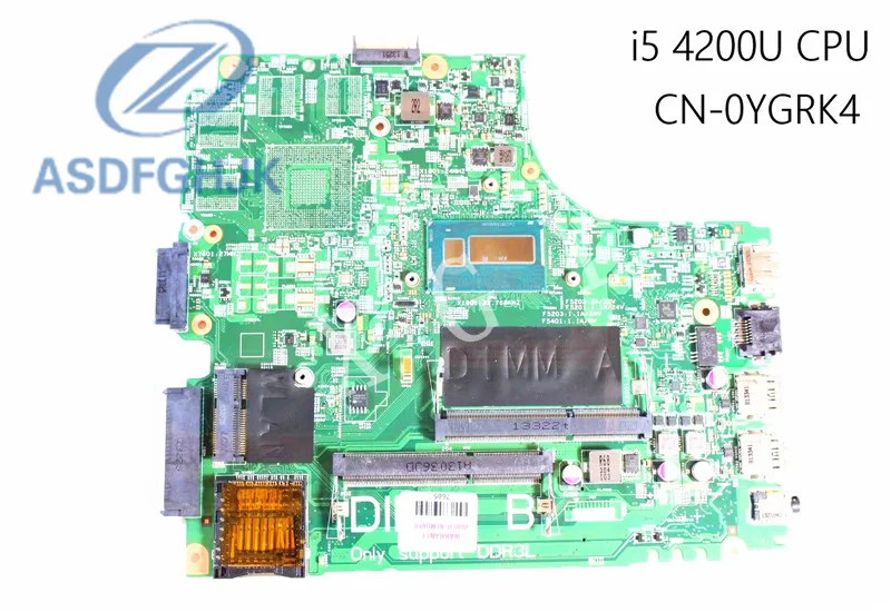 Laptop Motherboard YGRK4 0YGRK4 CN-0YGRK4 for Dell for Inspiron 3437 5437 Motherboard i5-4200U DDR3 integrated 100% Test OK Laptop Motherboard YGRK4 0YGRK4 CN-0YGRK4 for Dell for Inspiron 3437 5437 Motherboard i5-4200U DDR3 integrated 100% Test OK