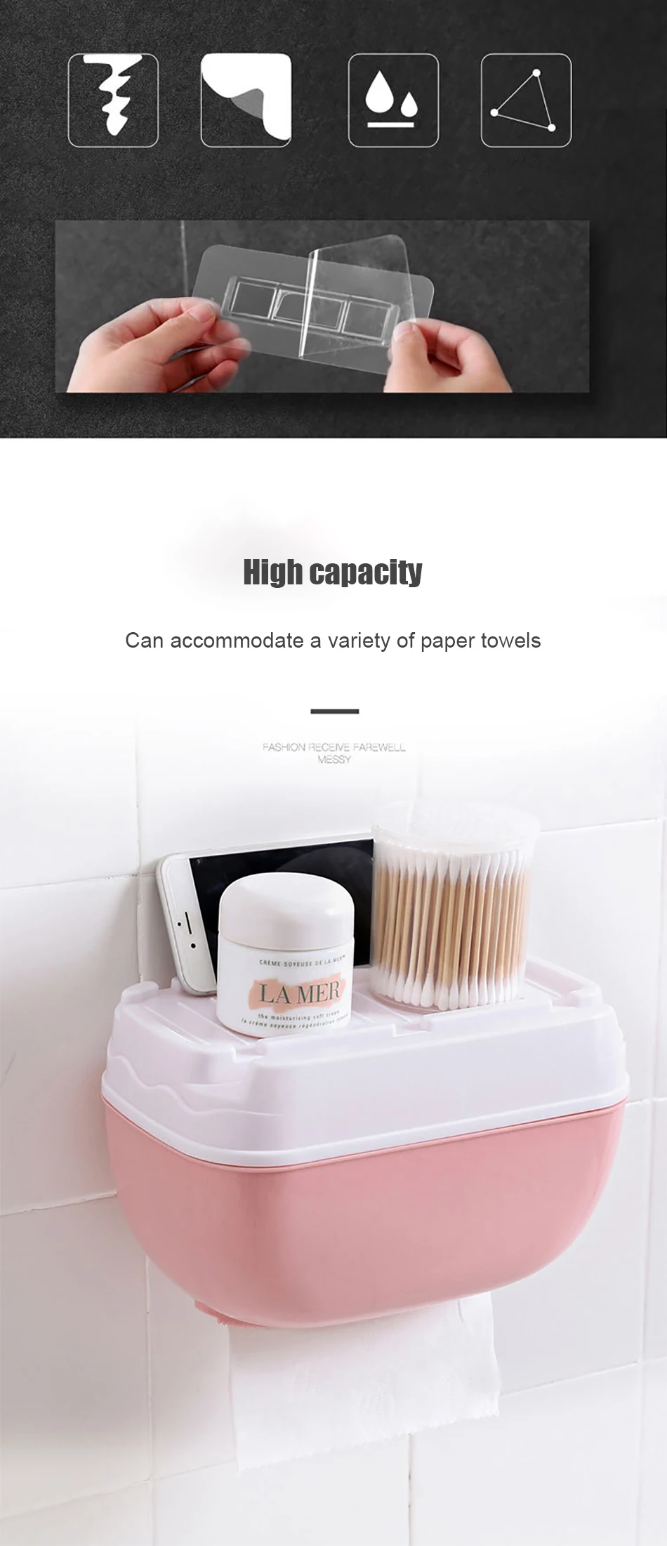GUNOT держатель для туалетной бумаги настенный гигиенический диспенсер для бумаги водонепроницаемый ящик для хранения салфеток для ванной и туалета