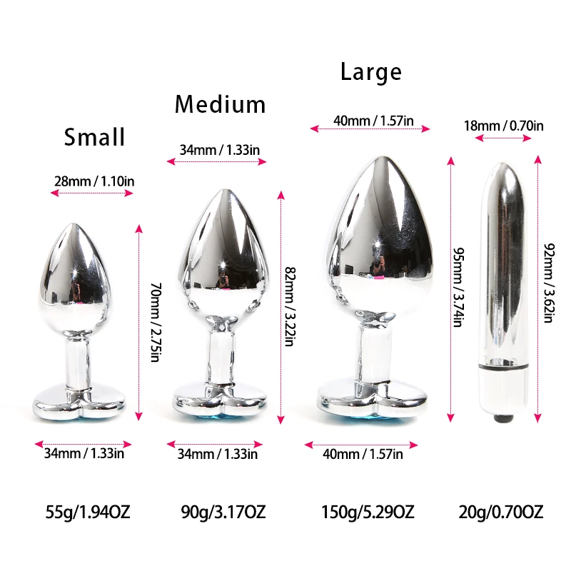 Anal Sex Toys G Spot Vibrator Crystal Butt Plug Prostate Massager Anal Dildo Vibrator Metal Beads Ass Stimulator Adult Sex Toys