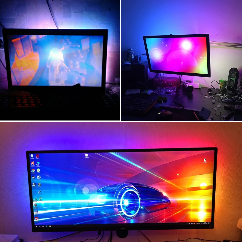 Ddfvsxv 激安 Rgb Usb Led ストリップライト 5050 Smd Hdtv テレビデスクトップ Pc 画 面のバックライト照明アンビライト Ws2812 テープリボン文字列 1 メートル 2 3 4 5 オンライン 価格