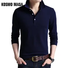 KOSMO MASA черная приталенная Повседневная рубашка поло мужская хлопковая с длинным рукавом мужские летние рубашки поло топ мужские футболки поло для мужчин MP0011