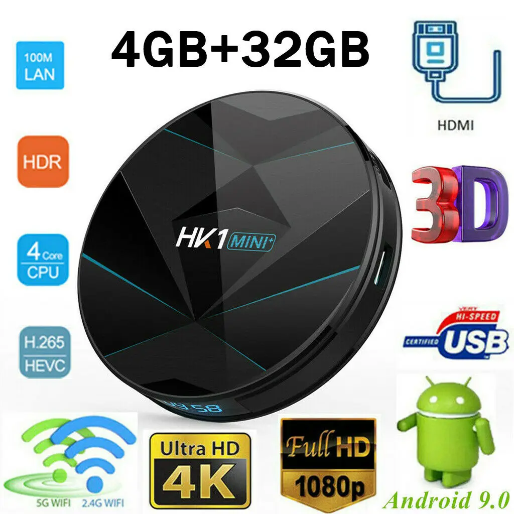 

Multi-function HK1 Mini Plus RK3318 4GB DDR3 RAM 32GB ROM 5G WIFI bluetooth 4.0 Android 9.0 H.265 VP9 TV Box Google Play Store