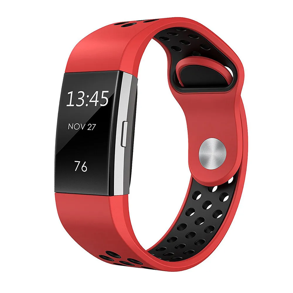 Мода двойной Цвет Спорт на открытом воздухе силиконовый браслет ремешок для FitBit Charge 2 носимые устройства умные часы SmartWatch часы relogios horloge z2