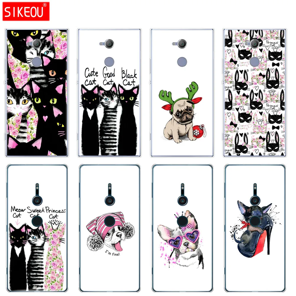

silicone Cover phone Case for sony xperia XA1 XA2 ULTRA PLUS L1 L2 XZ1 XZ2 compact XZ PREMIUM cute flower dog cat