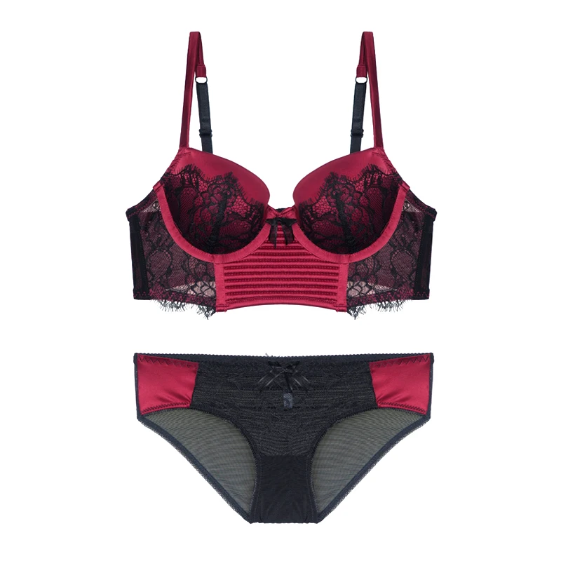 Комплект женского кружевного нижнего белья с чашками пуш ап|bra and panty|bra panty setsexy women