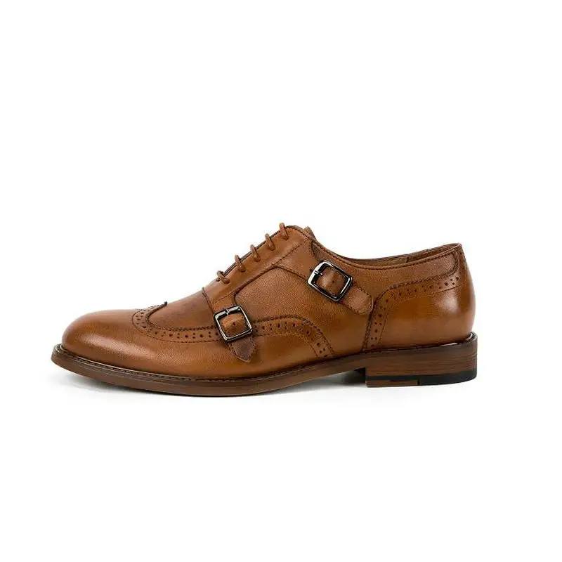 Oxfords Brogue Runden Kopf Marke Männer Krusdan Und Ochsen Echtem Weise Mens coffee Art Handmade Dress Schuhe Schnalle Winter Leder Brown Tx1Fzx6wqn