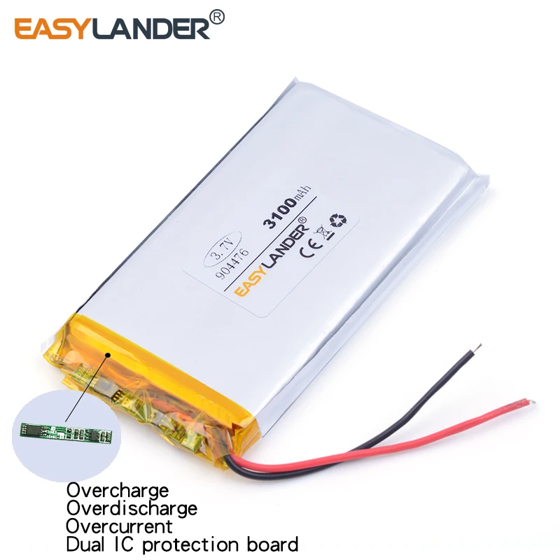 10 قطعة/الوحدة 904476 3100 mah 3.7 v ليثيوم أيون بوليمر بطارية قابلة للشحن الجيب PC المحمول امدادات الطاقة اللوحي الطاقة المحمول