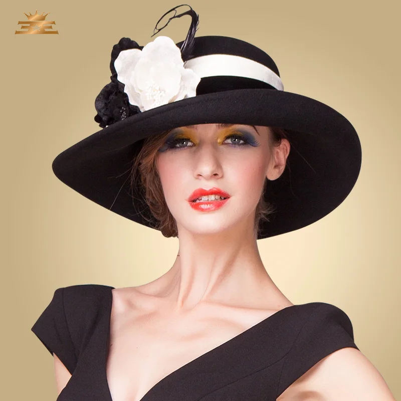 Free shipping June's Young Women Hats Winter Fashion Big Flower Elegant