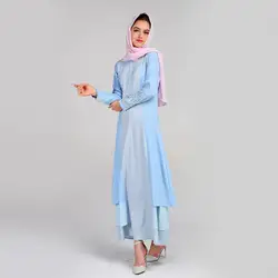Длинные абайя платье повседневное женские мусульманские платья печати трубы рукавом вышивка Элегантный Свинг M-XXL T416