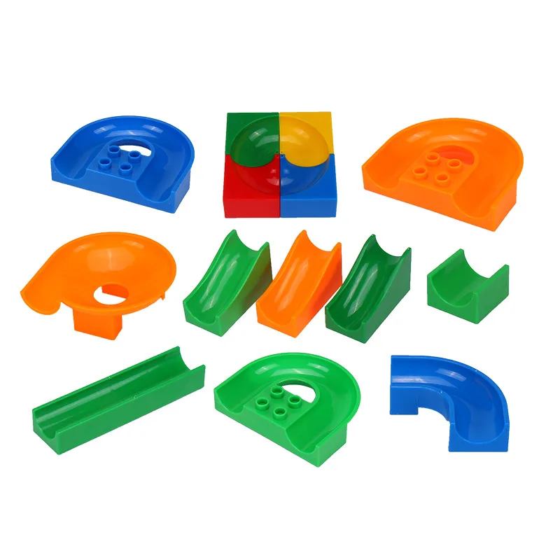 كبيرة اللبنات الكرة متاهة سباق تشغيل المسار الاكسسوارات متوافق LegoINGS Duploe الطوب الشريحة المرور Slideway لعبة للأطفال
