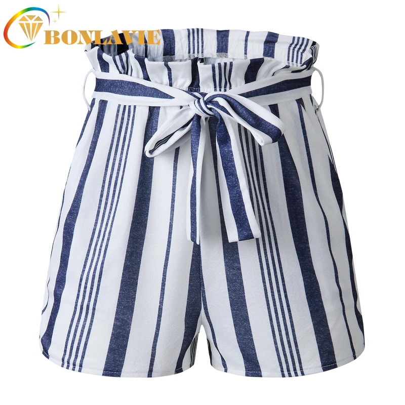 Pantalones cortos con estampado a para mujer, Shorts informales a la moda, con bolsillo, holgados, con cinturón|Pantalones cortos| - AliExpress