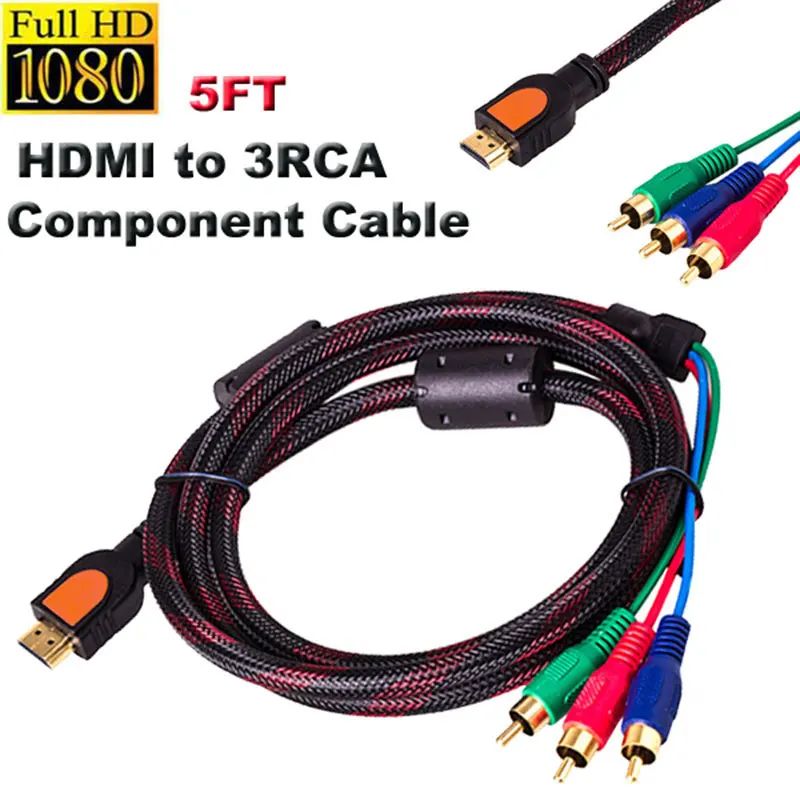 1 5 м Высокое качество HDMI к 3 RCA компонентные видео кабели ТВ красный/зеленый и