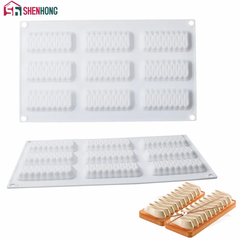 

SHENHONG 9 Holes Wave Shape Tart Decoration Dessert Silicone Pastry Cake Mold For Baking Tartlet Mould Mousse Chocolate Pan