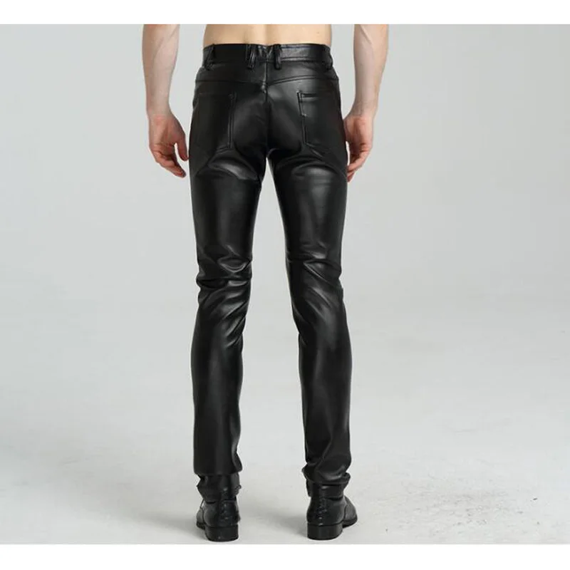 Штаны из искусственной кожи узкие искусственного кожаные штаны для Для мужчин Slim Fit джоггеры Искусственная кожа мотоциклетные байкерские
