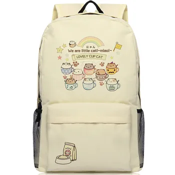 

Teacup Cat Anime Cute Reunion Cat Shoulder Bag Backpack Lovely Cup Cat Women Men Laptop Rucksack for Teenager School Bag