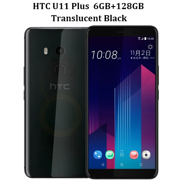 HK версия Bared htc U11 Plus U11+ 4G LTE мобильный телефон 6 ГБ ОЗУ 128 Гб ПЗУ Восьмиядерный 6," IP68 1440x2880P Android8.0 телефонный звонок - Цвет: Translucent Black