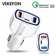 Зарядных порта USB для автомобиля Зарядное устройство Quick Charge 3,0 для iPhone X samsung S10 Xiaomi Mi 9 мобильный телефон быстрая зарядка, автомобильное зарядное устройство QC 3,0 автомобиль-Зарядное устройство