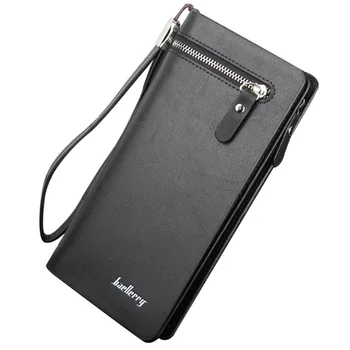 

Leisure Long Wallet for Men PU Leather Large Capacity Purses Multifunctional Zipper Handbags with Exquisite Craft WBL63