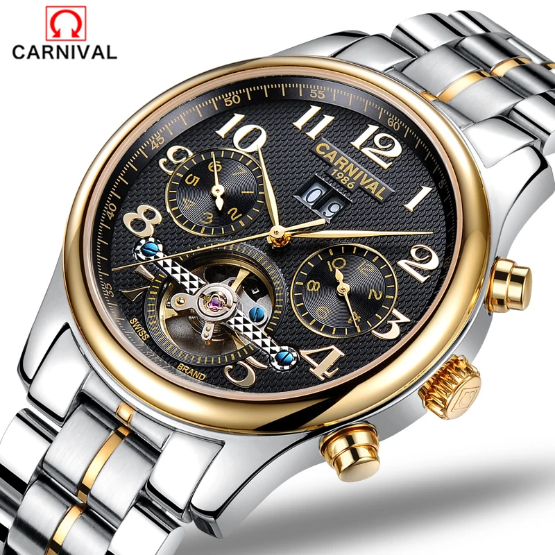 

2018 Carnival business waterproof watch male table Tourbillon watches men automatic mechanical watch hollow steel men's fashion