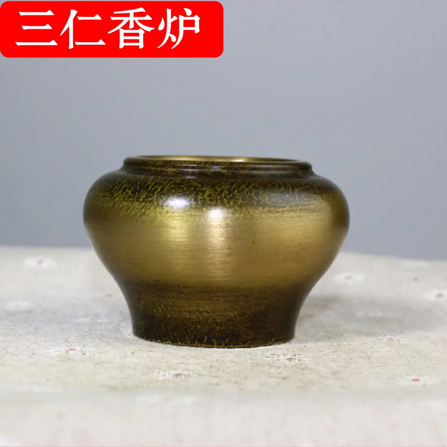 Мини медь труба казначейство антикварные благовония Xuande печи чисто ручной
