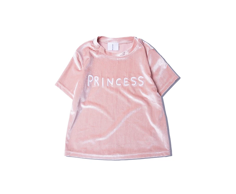 Летняя бархатная рубашка, женская футболка, Vestidos, короткий рукав, футболка, топ, модная, надпись, принцесса, вышивка, Tumblr - Цвет: Pink
