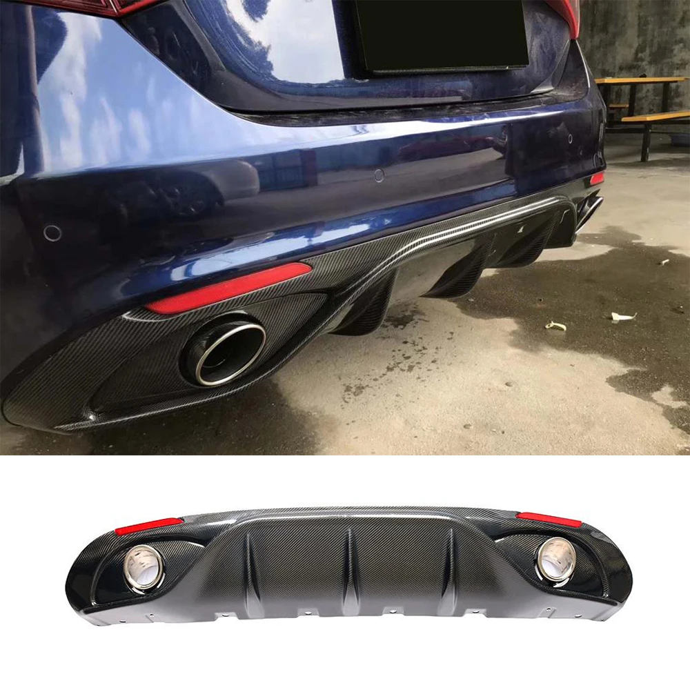 

High Quality Carbon Fiber Car Rear Bumnper Diffuser Lip Spoiler for Alfa Romeo Giulia Sedan 4 Door 2017-2019 Car Accessories