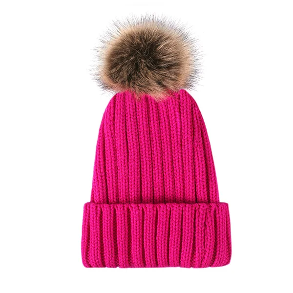 Женская одноцветная шапка с помпонами, новая мода для повседневной принадлежности шапочки-бини для девочек# CAP240 - Цвет: CAP240-414