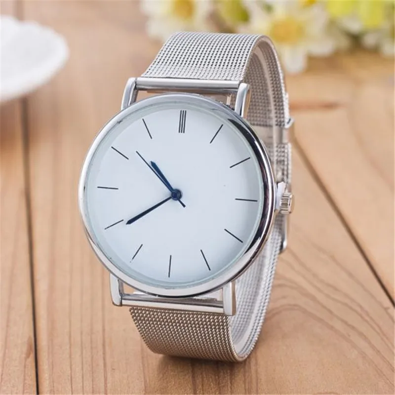 Наручные женские часы женские серебряные сетчатые часы из нержавеющей стали наручные часы высокого качества Металлические кварцевые 2019