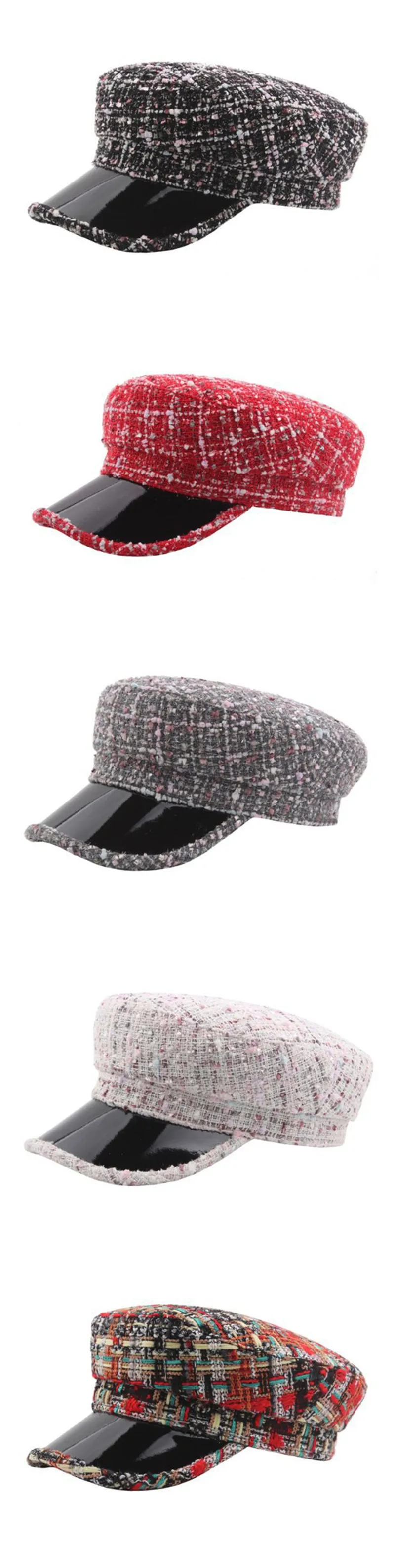 SILOQIN элегантные женские плоские кепки клетчатые армейские военные шапки для женщин зимние теплые толстые хлопковые модные яркие шелковые кепки в стиле хип-хоп