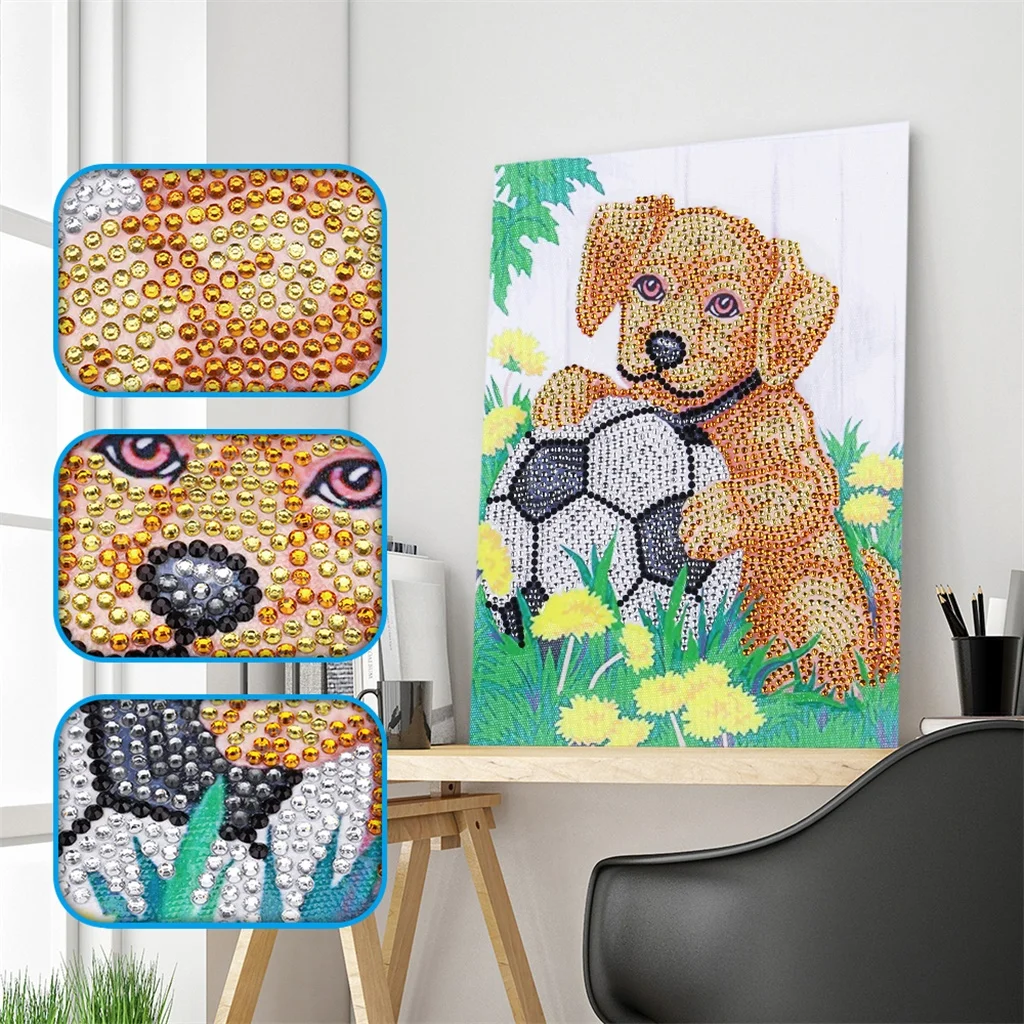 

5D DIY Diamond Painting Embroidery Partial Square Animals Dog Playing Football Diamond Mosaic Daimond Painting for Home Decor