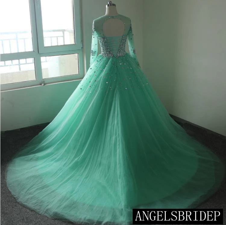 ANGELSBRIDEP Vestidos De 15 Anos Ball Gown Quinceanera DressesTulle With Crystal Lace Up Back Floor Length Sweet 16 Dress