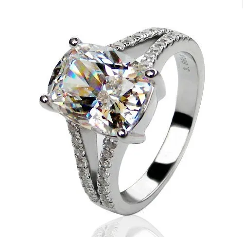 Vintage Fantastic Solid Platinum PT950 Ring 3.85CT Cushion Diamond Engagement Beautiful Birthday Present Mother Day Gift | Украшения и