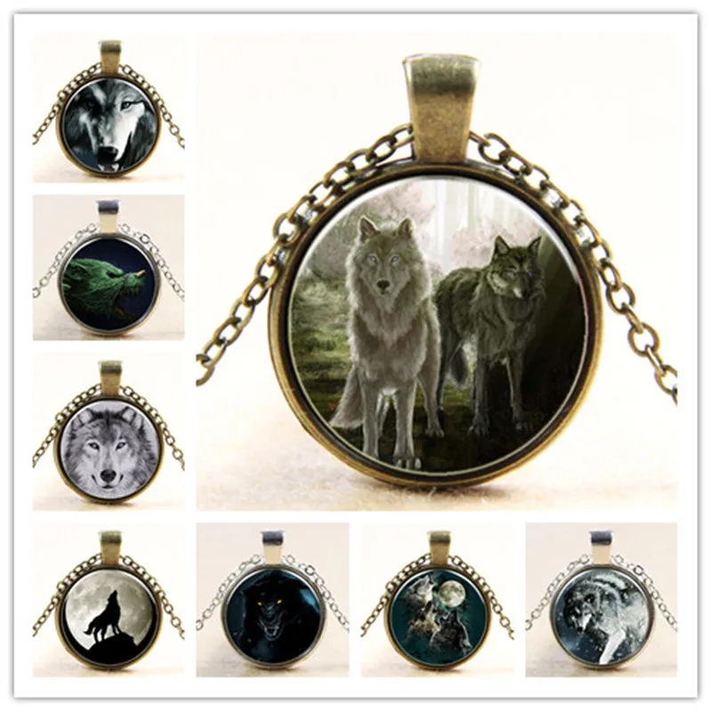 Time Gem Wolf Graphics Gems Glass Cabochon Necklace Pendant
