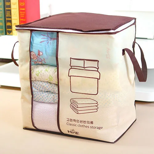New Foldable Beige Clothing Organizer Storage Box for Blanket Pillow