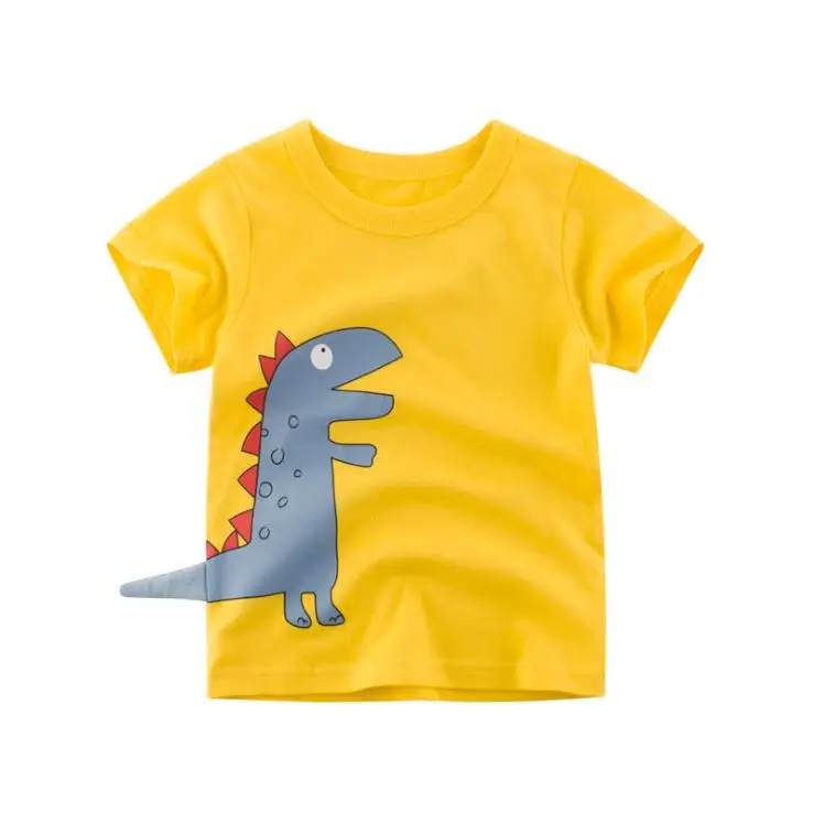От 2 до 8 лет летняя футболка с рисунком динозавра для маленьких мальчиков, футболки с изображением Льва для маленьких мальчиков и девочек хлопковые топы с надписями для малышей - Цвет: Золотой