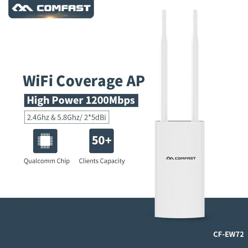 

Comfast Outdoor Wireless AP Wifi Repeater 2.4G + 5GHz WiFi Amplifier 1200mbps Dual Band Wifi Router High Power Wifi Extender