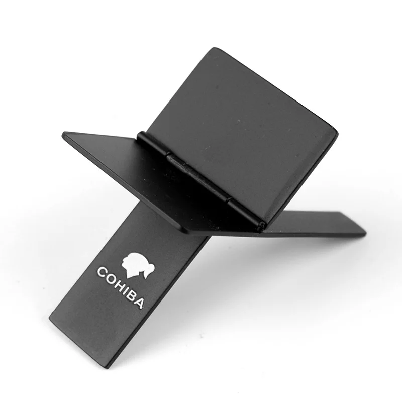 

COHIBA Practical Gadgets Black High Quality Stainless Steel Foldable Stand Showing Portable Cigar Ashtray