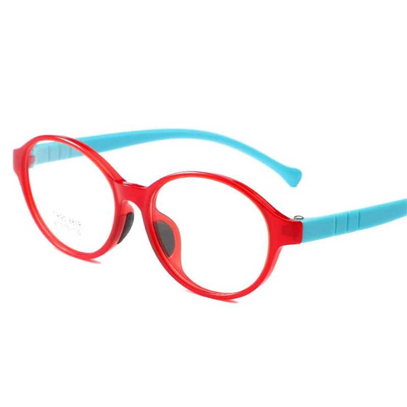 Модные овальные детские очки ярких цветов, оправа для детей, TR90, для мальчиков и девочек, очки по рецепту, ученик начальной школы, рамка для ПК - Цвет оправы: Red-Blue