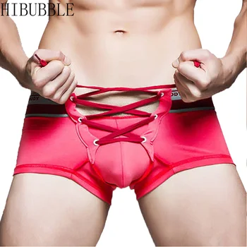 

HIBUBBLE Brand Sexy Underwear Men Sexy Straps Design Cotton Boxer Shorts Comfortable Men Underwear Super Breathable Boxer Homme