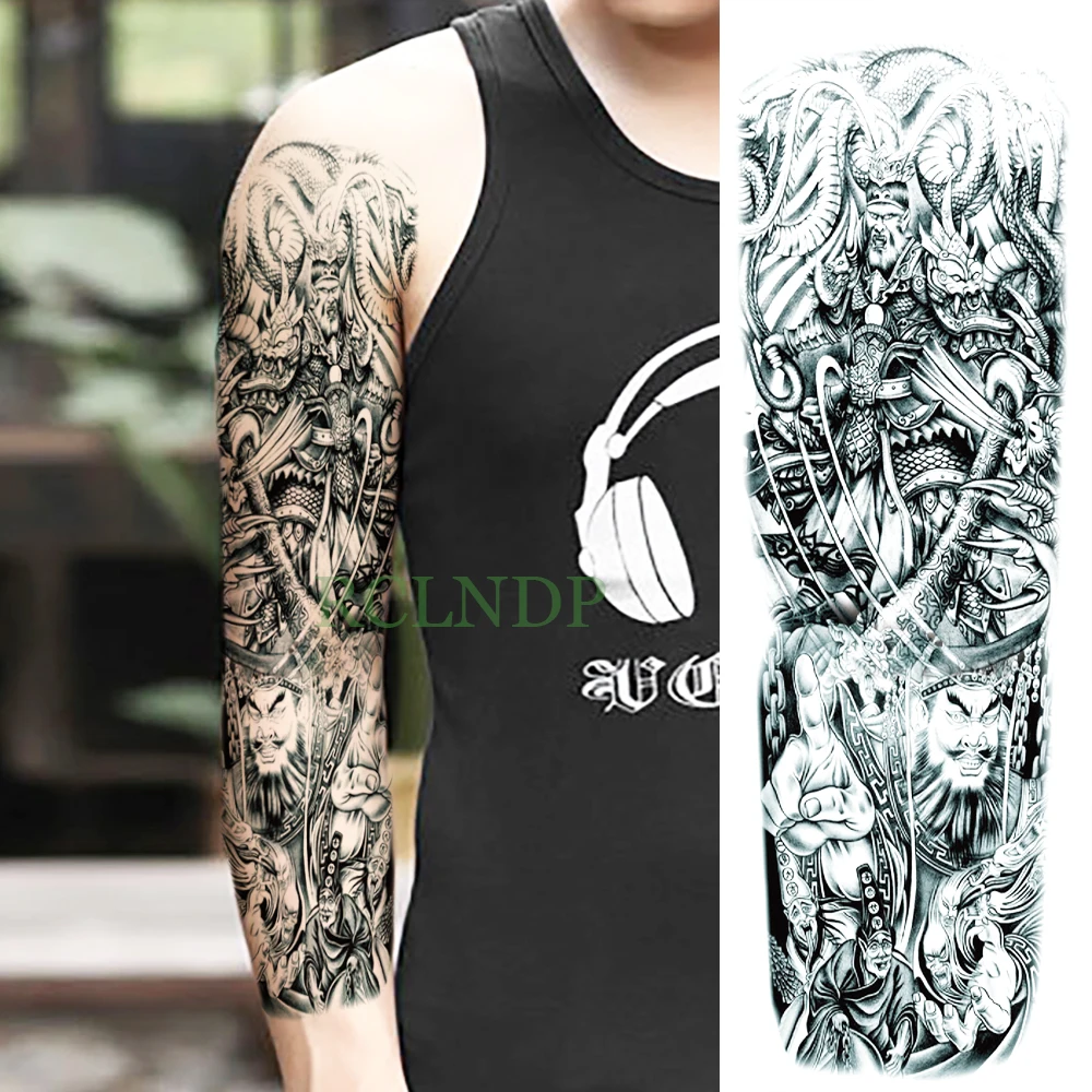 Waterproof Temporary Tattoo Sticker Sun Wukong Infernal Ghost Full Arm Fake Tatto Flash Tatoo Body Art Painting For Men Women Temporary Tattoos Aliexpress